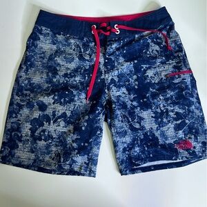 The North Face Blue and Red Swim Shorts